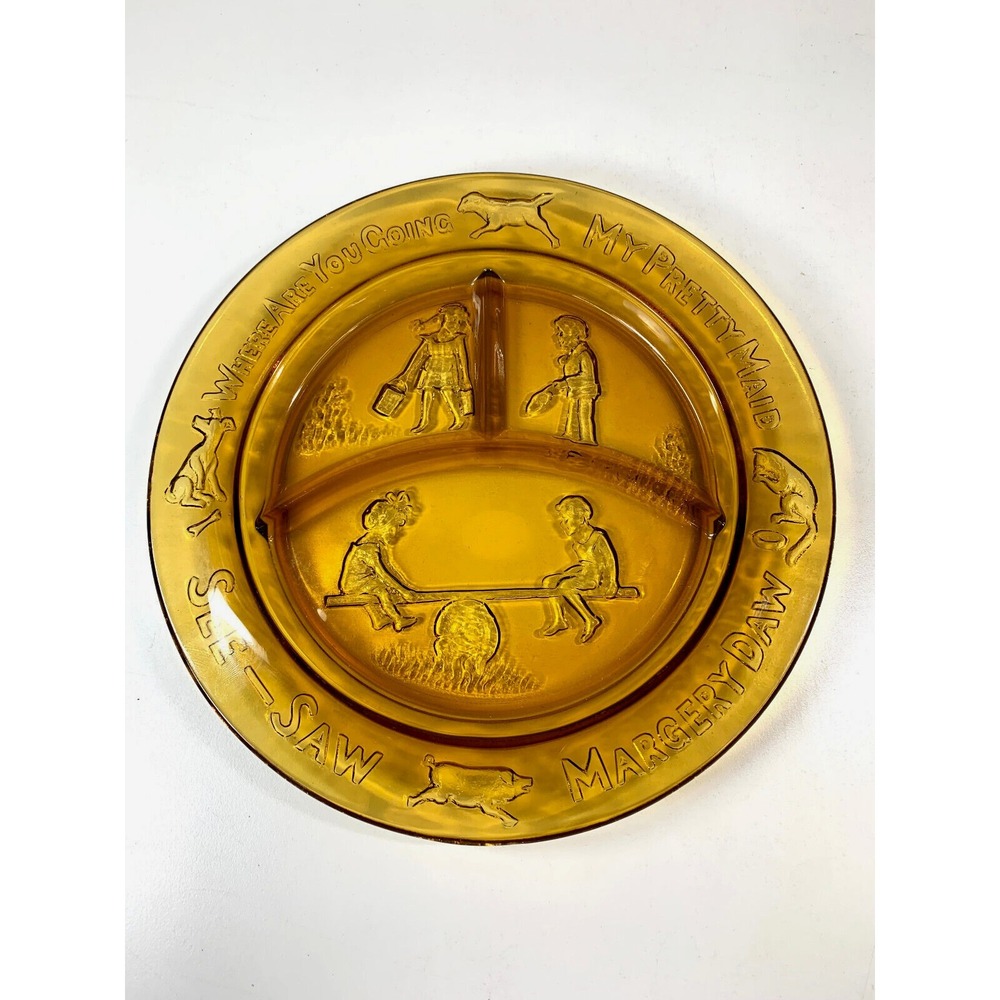 Rhyme Amber Mother Goose See Saw Small Childs Divided Plate Nursery Amber Tiara